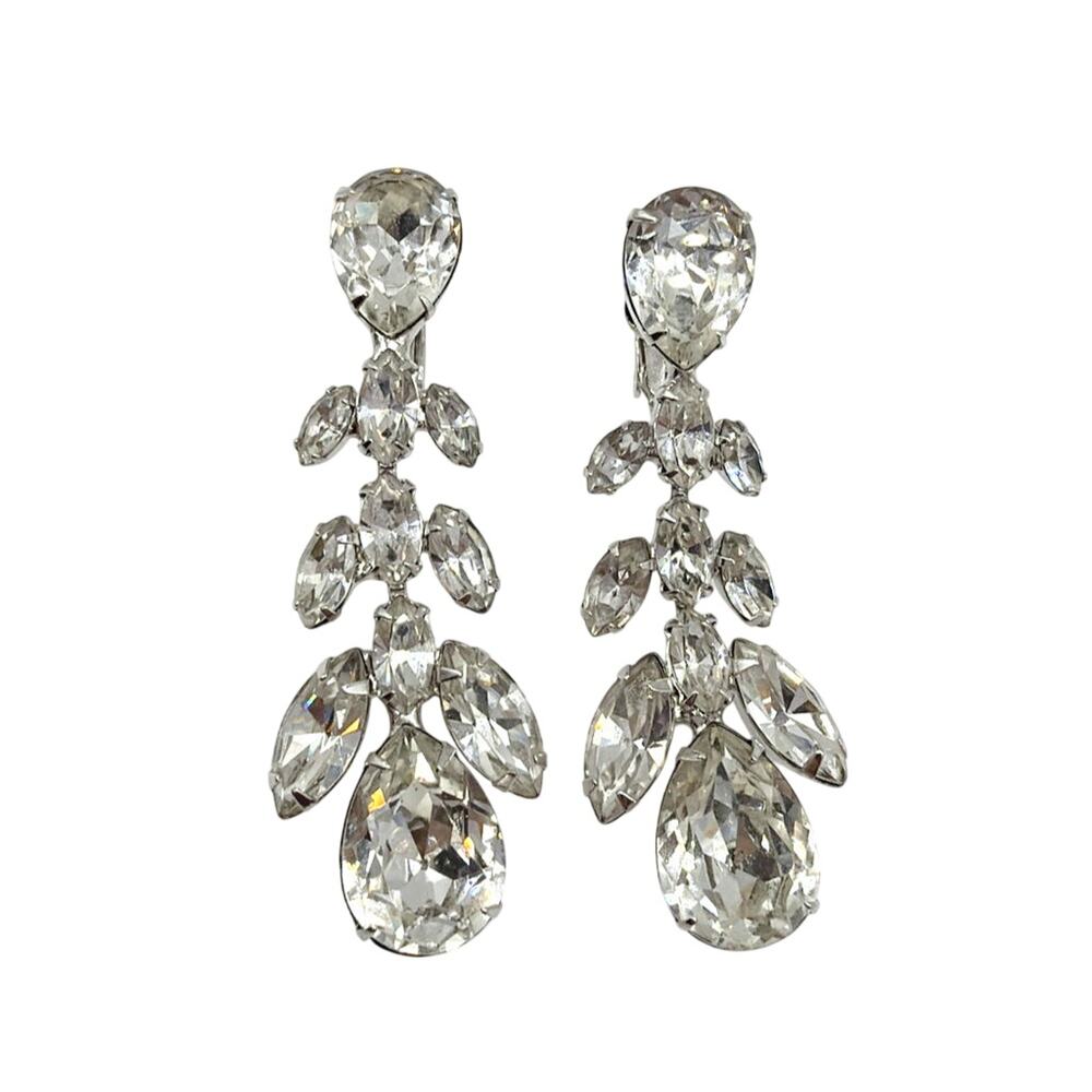Napier Signed Clip On Statement Earrings 2” Long